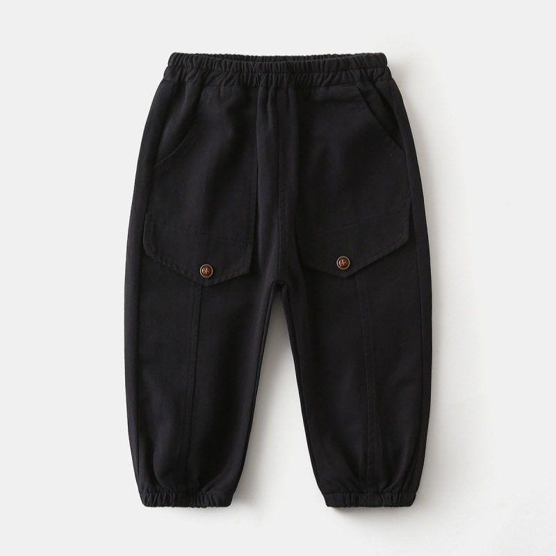 Children's Casual Pants Boys Solid Color Long Pants Korean Style Baby Spring and Autumn Mid-Waist Elastic Waistband Jogger Pants