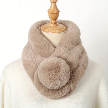 New Polyester Imitation Rabbit Fur Windproof Scarf for Women Winter Thickened Plush Warm Custom Scarf