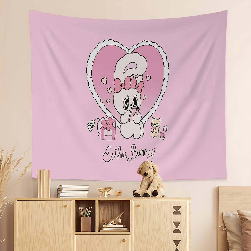 EEsthers Bunnys Cartoon Printed Large Wall Tapestry Art Science Fiction Room Home Decor Decor Blanket