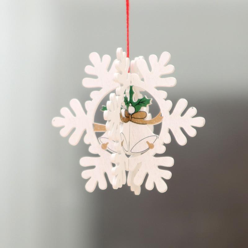 Wooden Christmas Hanging Ornaments 3D Hollow Design Cute Patterns For Home Party Holiday Decor