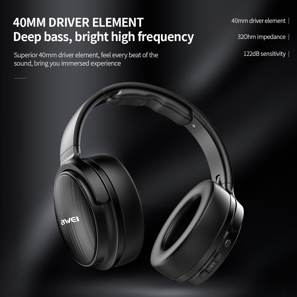AWEI A780BL BT 5.0 Headphone Wireless&Wired Stereo Headset with Microphone Deep Bass Gaming Music Computer Phone