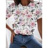 Fashion Women Flower Pattern Print T Shirt Funny Casual O-neck Short Sleeves T-shirt Summer Female Tee Shirt