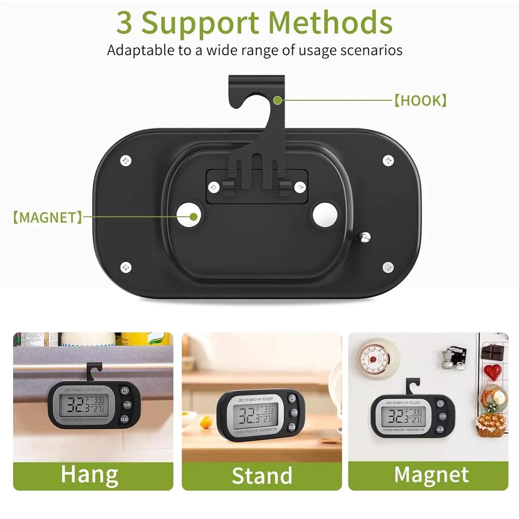 Digital Refrigerator Thermometer Household Kitchen Thermometer Fridge Freezer Room Thermometer with Hook Waterproof Kitchen Tool