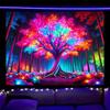 Nuxovilar UV Reactive Tapestry Skeleton Halloween Dinner Scene BlackLight Tapestries Cool UV Black Light Spooky Party Tapestry L