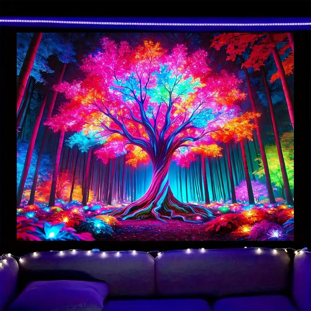Nuxovilar UV Reactive Tapestry Skeleton Halloween Dinner Scene BlackLight Tapestries Cool UV Black Light Spooky Party Tapestry L
