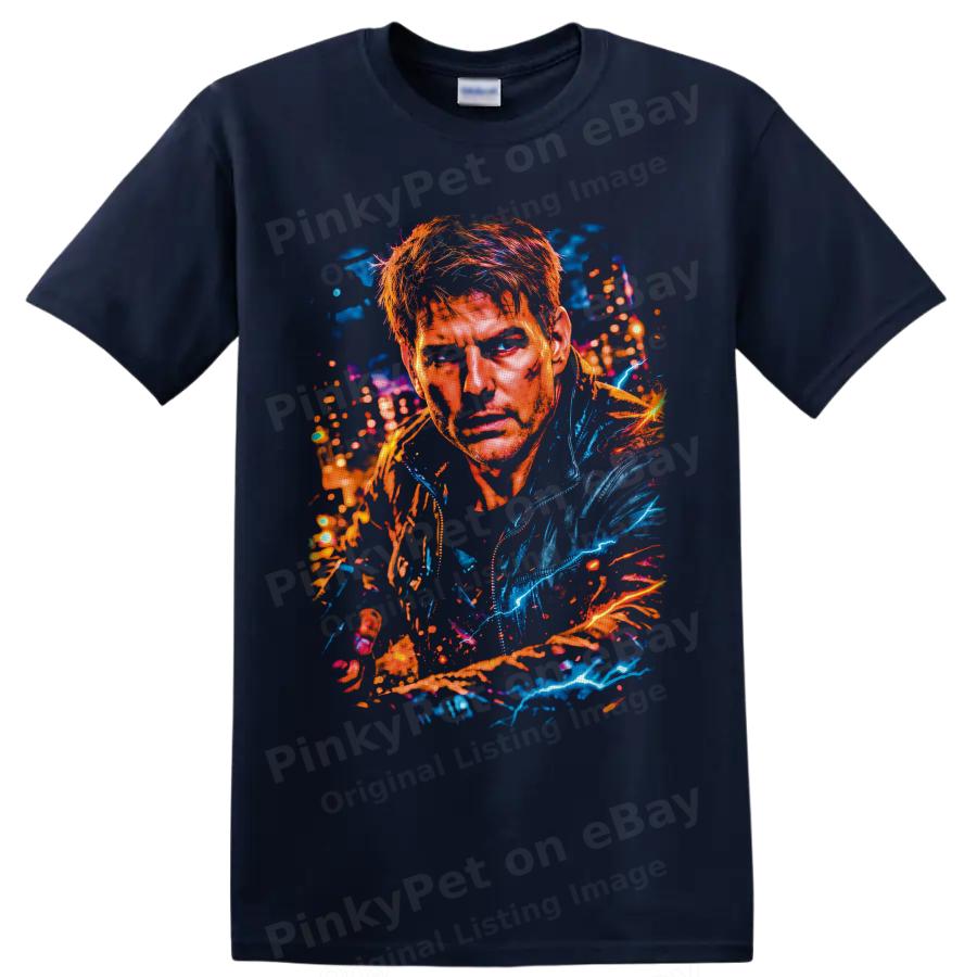 Pete Maverick Mitchell Top Gun Neon Portrait T Shirt Movie Fan Graphic Art Tee
