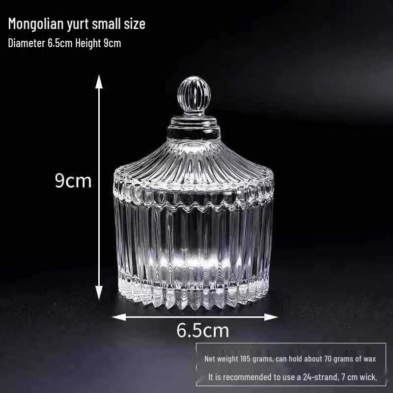 Mongolian Yurt Glass Candle Holder: Handmade Wax Container for Aromatherapy