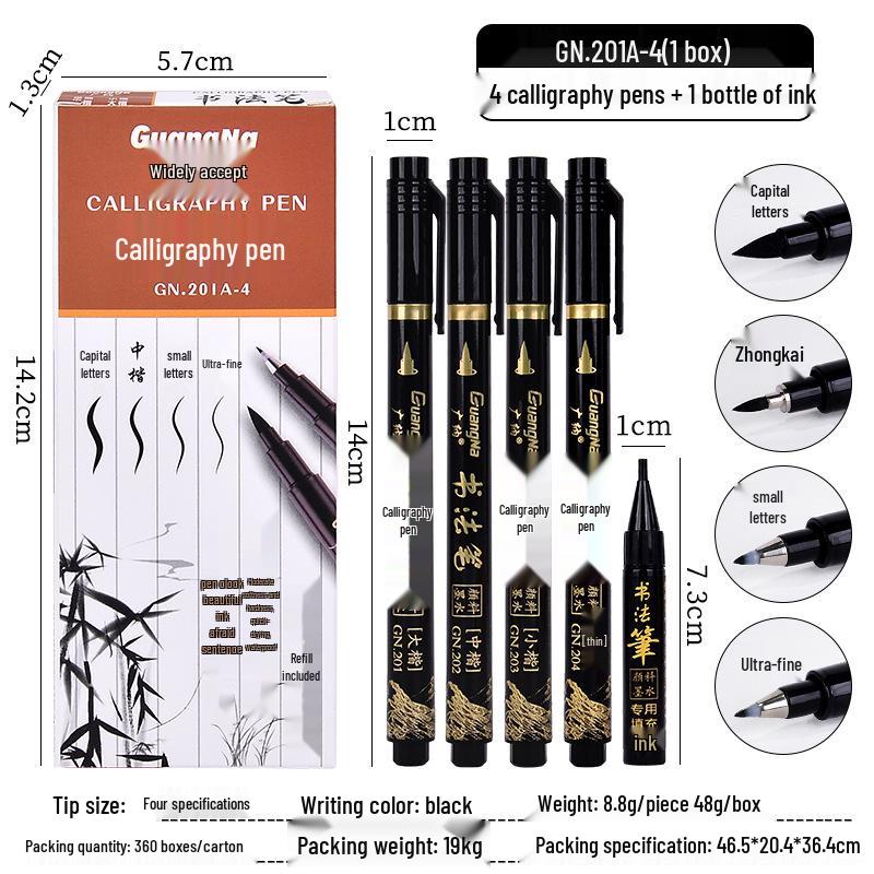 Golden Millennium Calligraphy Pen - Large, Medium, Small Tips for Students and Artists