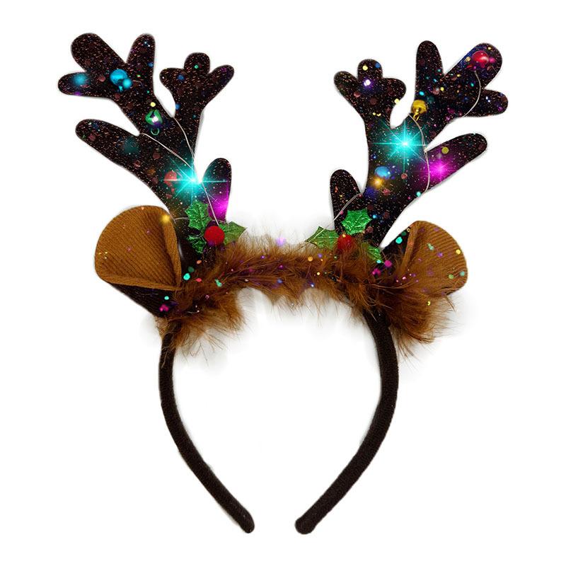 Plush Deer Ears Headbands Cartoon Antlers Cute Animal Horn Children Hairbands for Christmas Headpiece Party Supplies Photo Props