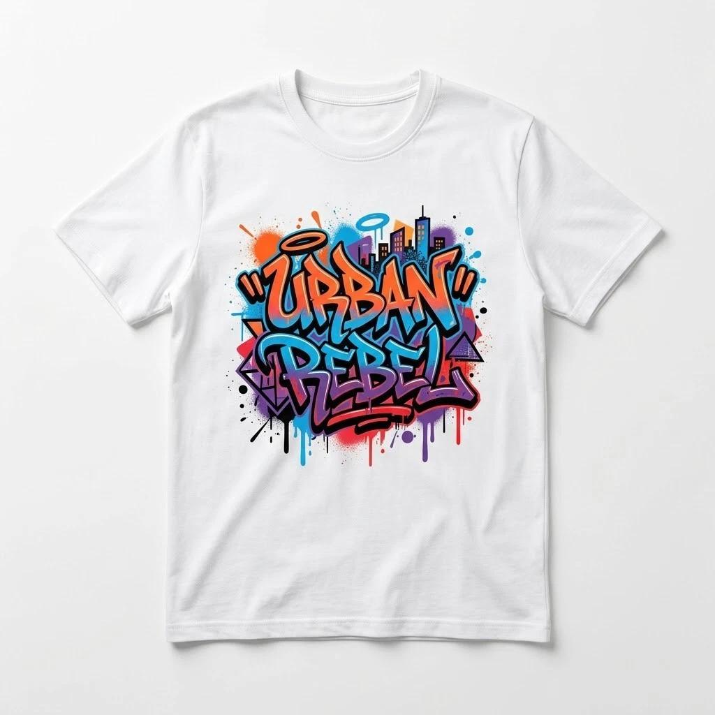 Urban Rebel Graffiti T-Shirt - Streetwear Hip Hop Graphic Tee for Men & Women S