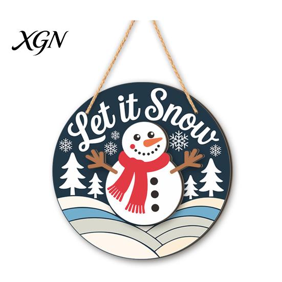 Warm Atmosphere Wall Art Decor Christmas Wooden Pendant, Decorative Reindeer/Santa Claus/Gnome Pattern Hanging Sign, Welcome Sign with Weather