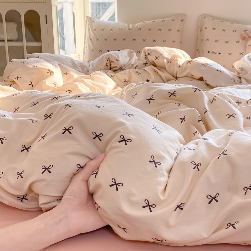 

Washed Cotton Duvet Cover Set Single/Queen/King Size Bed Set Flower Printed plumones de cama Duvet Cover with Pillowcase Bedding Single 3pcs