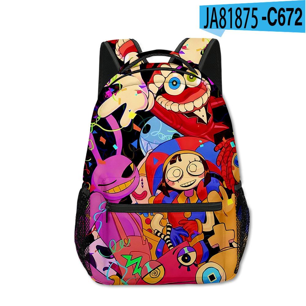 Magic Digital Circus School Bag Elementary And Secondary School Backpack Cartoon Children'S Backpack Men'S And Women'S Casual Backpack Full Print