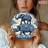 Metal Wall Art Vintage Rhinoceros Elephant Round 8x8 Inch Living Room Decor
