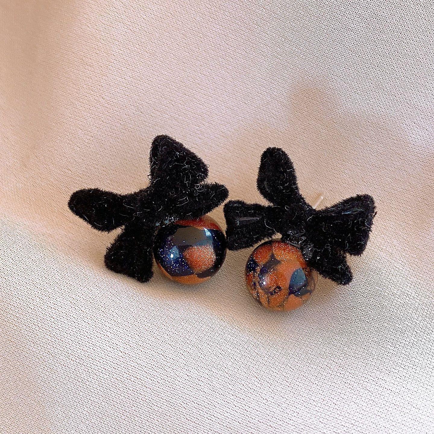 Ретро Флокированные Серьги-Гвоздики Геометрические Круглые Серьги Легкая Роскошь Персонализированные Серьги