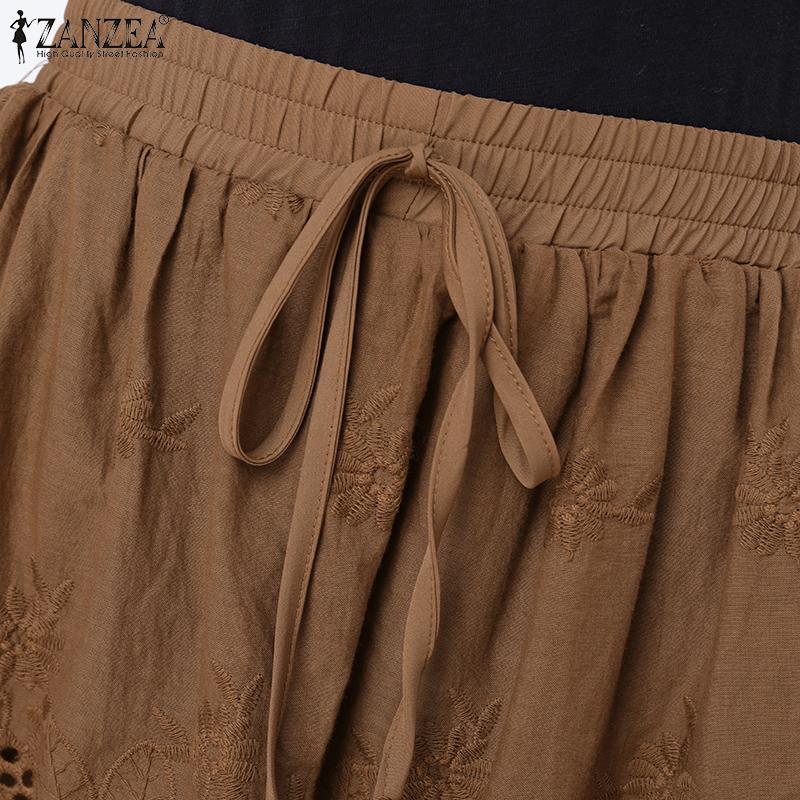 ZANZEA Damen Lässige Stickerei Häkel Patchwork Sommer Kurze Hosen