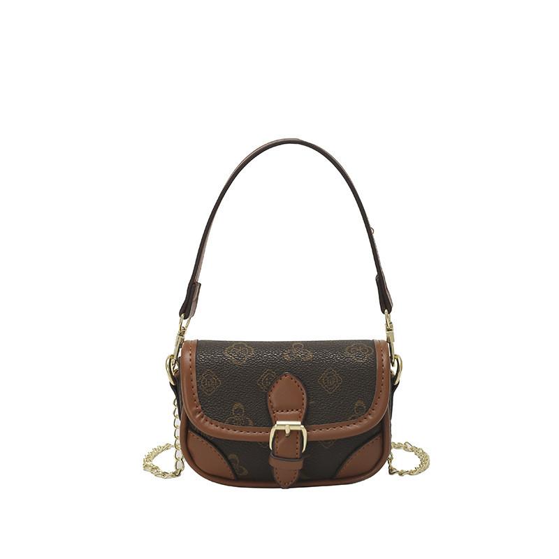 Square Retro Print Single Shoulder Crossbody Bag Leather Handbag Fashion Gift