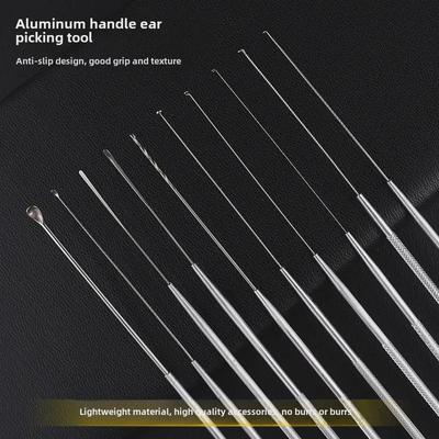 Aluminiumgriff Ohrreinigungswerkzeugset: Große & Kleine Löffel-Picks, Schaufel, Wattestäbchen, Ohrenschmalz-Haken, Pilzkopf-Pick.