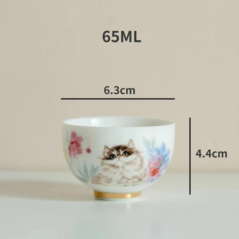 

Белый фарфоровый чайник с милым котом, симпатичная роспись, отверстие для фильтра, горшок в форме яйца дракона, высококачественный бытовой керамический чайный сервиз в стиле кунг-фу