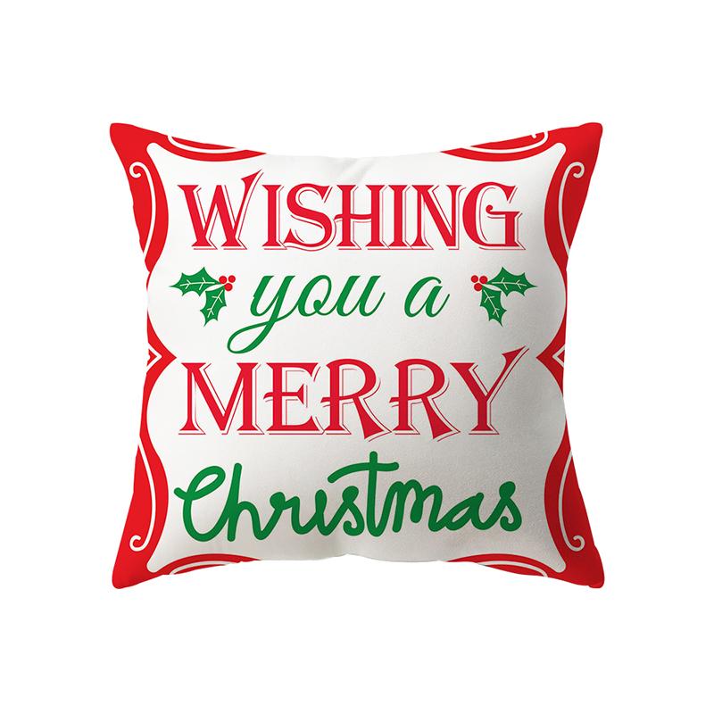 Cute Santa Claus Merry Christmas Printed Pattern Polyester Cushion Cover Home Living Room Sofa Decoration Pillow Pillow Cover