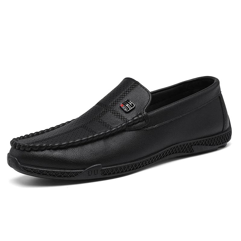 Fashion Fashion Leather Men Casual Shoes Slip on Italian Formal Loafers Luxury Brand Comfortable Men Moccasins Soft Male Driving Shoes