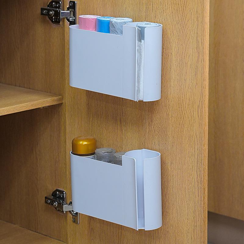 Double-Opening Wall-Mounted Kitchen Organizer for Garbage Bags & Fresh Film