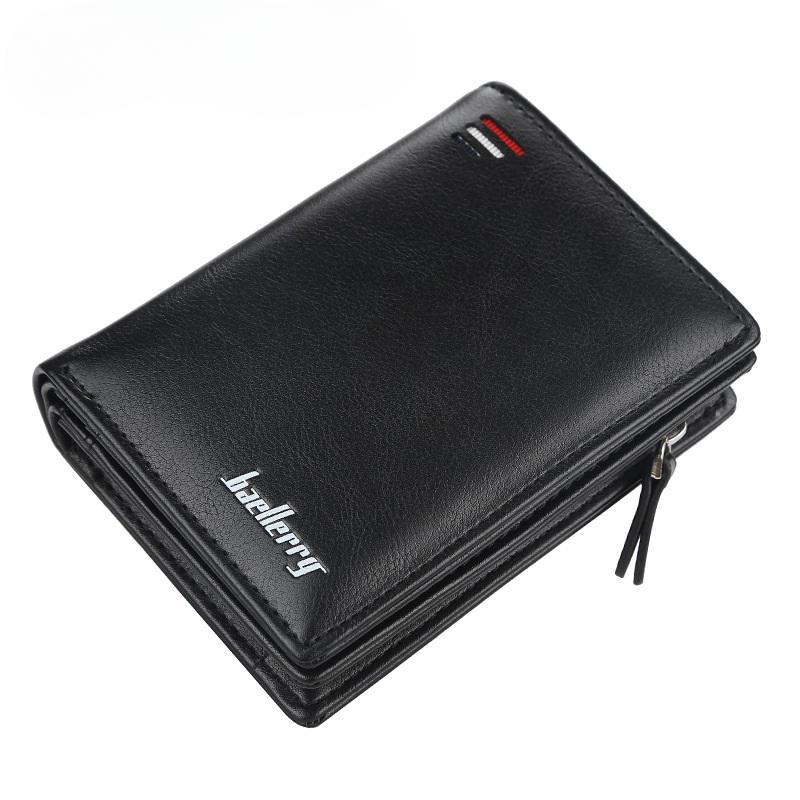 Leather Card Holder Wallets for Men Short Style Fashion Zipper Wallet with Coin Pocket CLE