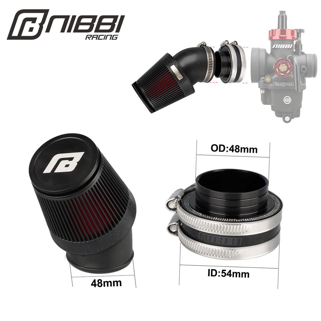NIBBI CNC Universal Air Filter Motorcycle 42mm 48mm Mushroom Head Air Cleaner 45 Degree Bend Air Intake Pipe Filters PitBike