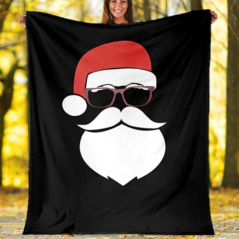 Christmas Santa Claus Theme Printed Blanket - Perfect for Couch, Bed, Travel & Outdoor Use | Machine Washable, Cozy & Durable.