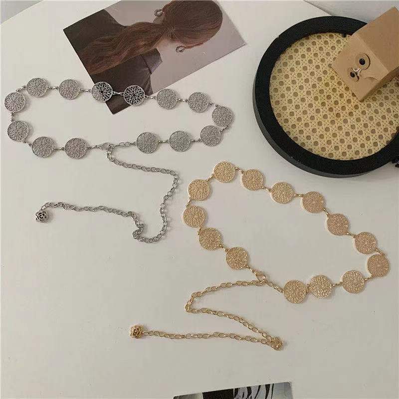 European and American Metal Hollow Waist Chain Women's Decorative Dress with Suit Versatile Belt Waist Chain Belt Women