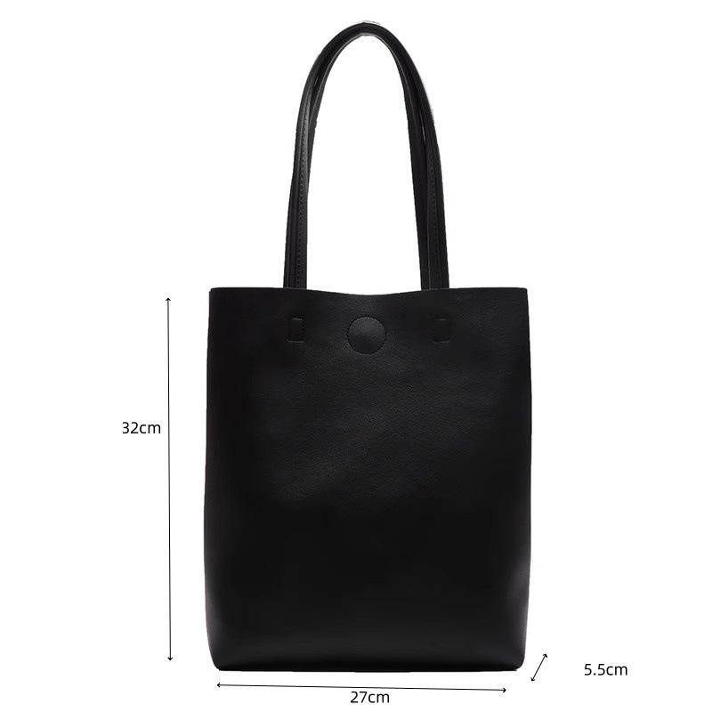 Korean Simple Solid Color Shoulder Bag Large Capacity Commuter Tote Bags Ladies PU Leather Handbags For Women Gifts