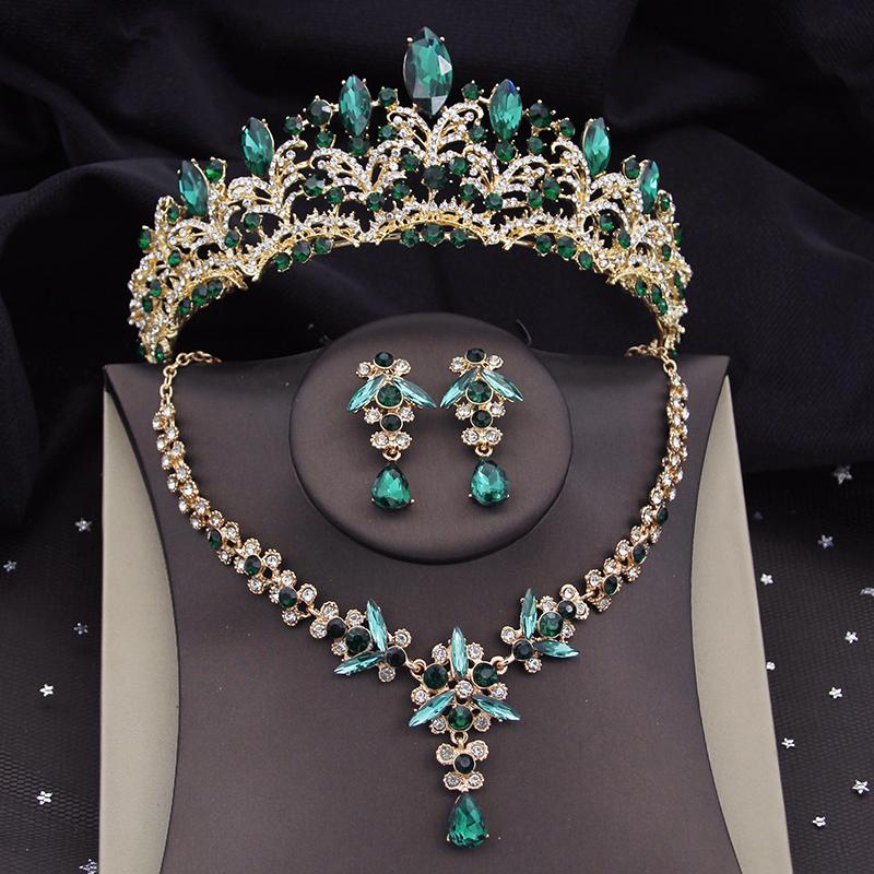 Ensembles de Bijoux de Mariée en Cristal Strass pour Femmes Tiare Couronne Collier Boucle d'Oreille Bal Mariée Costume Ensembles de Bijoux Mode Mariage