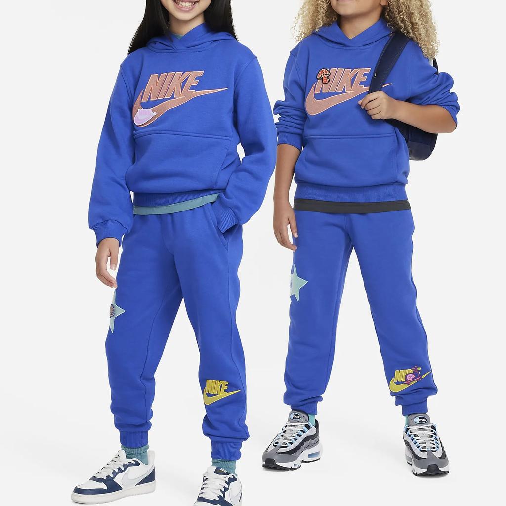 Nike Kids Letter Logo Print Hooded Long Sleeve Sweatshirt Kids Sweatshirt Royal-Blue FD3029-480