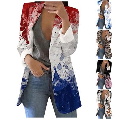 Damenmode Revers bedruckte Jacke Temperament Freizeitanzugjacke