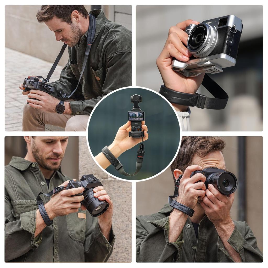 Ulanji Falcam Wrist Camera Hand Maglink Anchor Magnetic Quick Buckle Adjustable Nylon and Natural Cowhide Compatible with and Other DSLR and