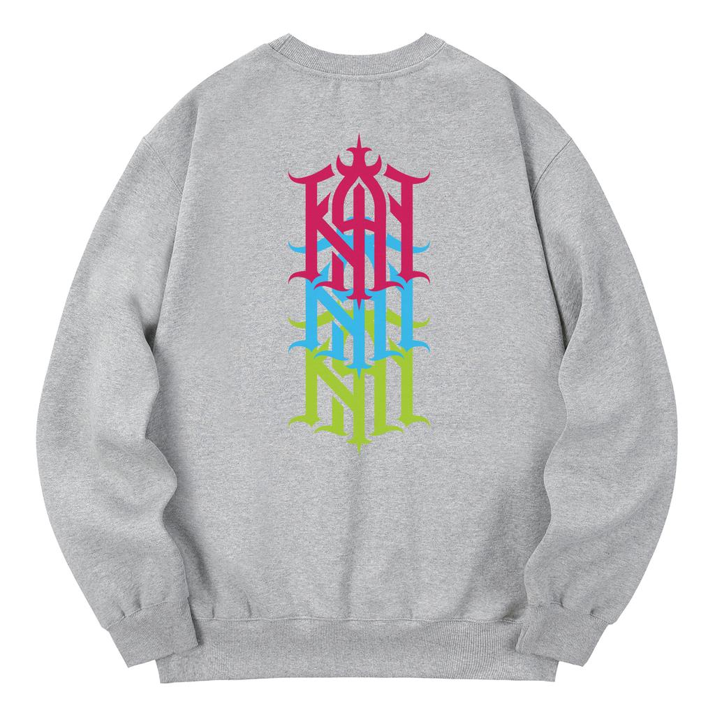 KAN6312 Kmg0046 Khan Symbol Cross Fleece-Lined Sweatshirt - Gray