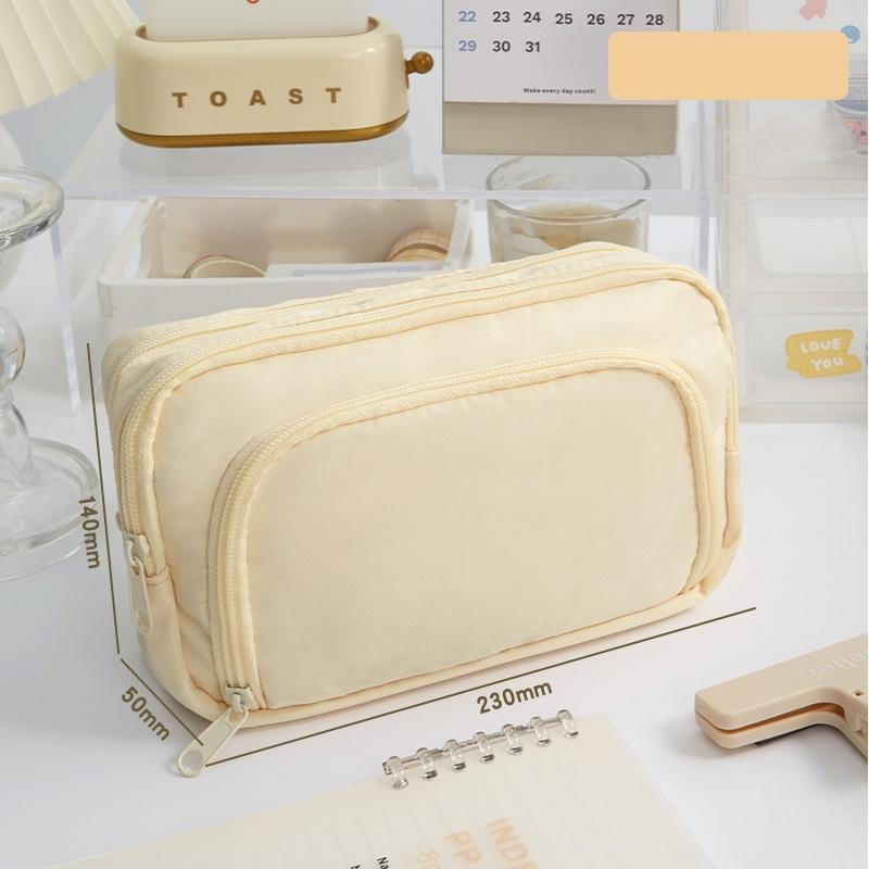 

Цветной пенал Macaron, сумка для ручек, двухслойный передний открытый карман, сумка для хранения школьных канцелярских принадлежностей