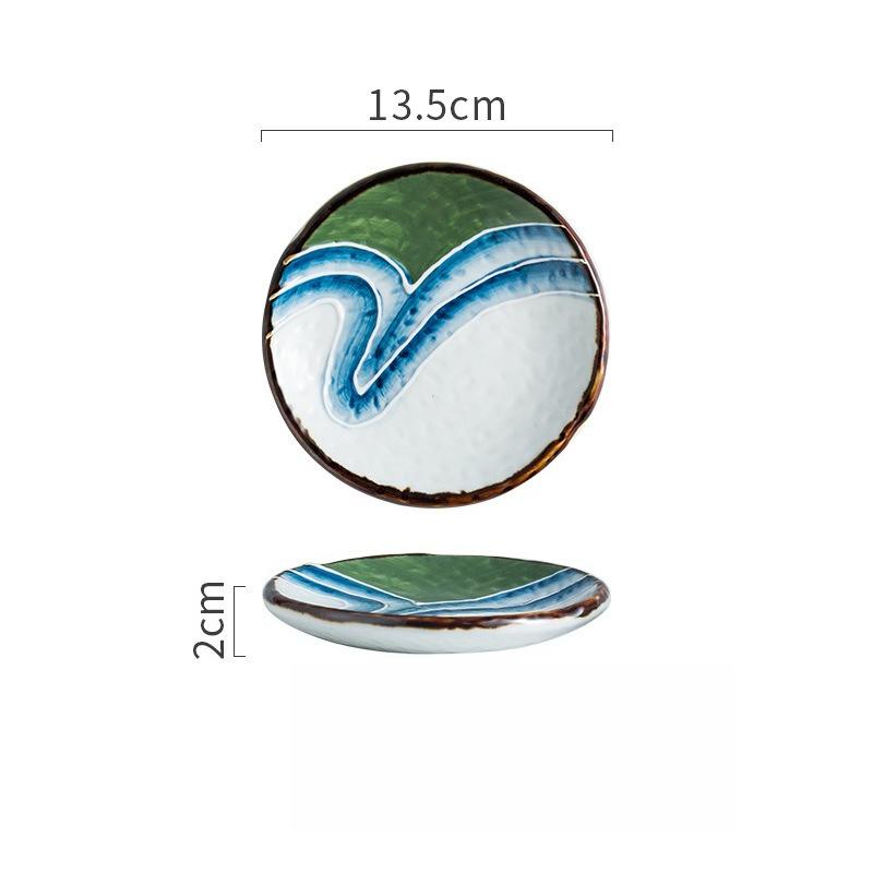 

Japanese Sushi Plate Ceramic Dish for Restaurant Commercial Use Sashimi Salmon Appetizer Round Tray