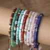 Rose Quartz & Red Pine Spacer Bead Woven Bracelet - Adjustable Cord Women's Gift
