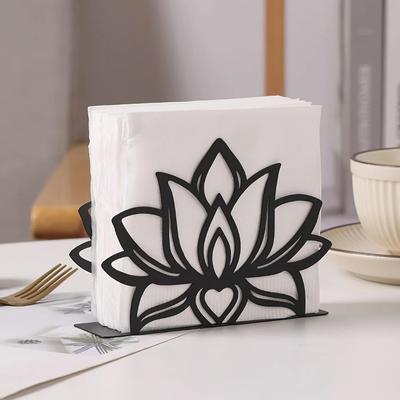 Hochwertiger Eleganter Serviettenhalter Lotusblumen-Design Schwarzer Taschentuchspender Langlebiger Vertikaler Taschentuchhalter Für Restaurants
