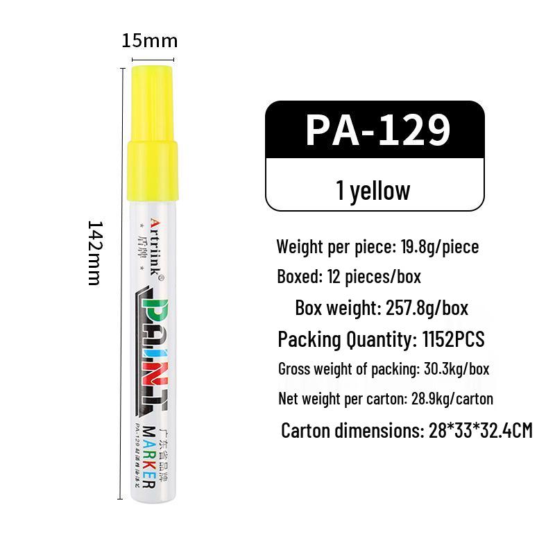 Quick-Dry Waterproof Oil-Based Industrial Paint Marker Pen - Large Capacity, Multi-Purpose, Non-Erasable, Colored жёлтый