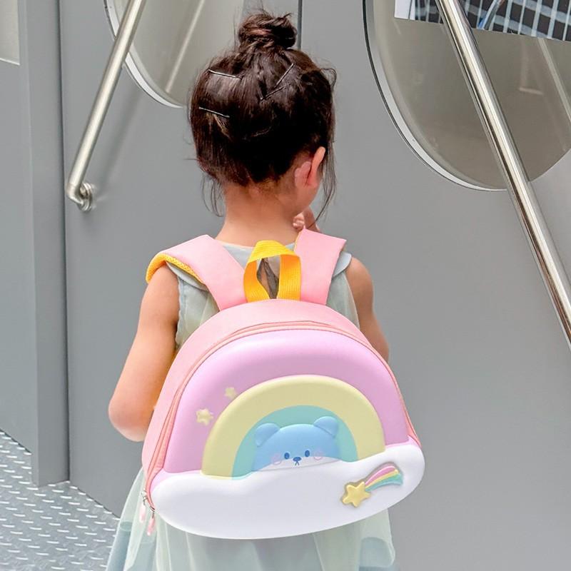 New kindergarten schoolbag Korean version of foreign style rainbow bear backpack cute EVA hard shell backpack