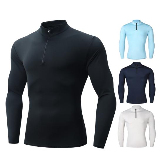 Yousheng Men Quarter Zip Sweatshirt Stand-up Collar Slim Fit Pullover Long Sleeve Athletic Muscle Top Workout Sweatshirt for Jogging Gym Outdoor