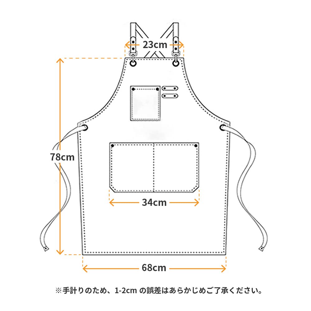 Deoway Large Work Apron with Tool Pockets for Outdoor and Thick One Size Fits Most Camping, BBQs, Cafes, Cotton, (Black)