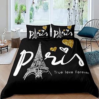 

Eifel Tower Soft Duvet Cover Quen,Rainbow Watercolor Tie Dye Beding Set Romantic Grafiti City View Warm Comforter Cover for Children Kids Tens 100*200cm Single