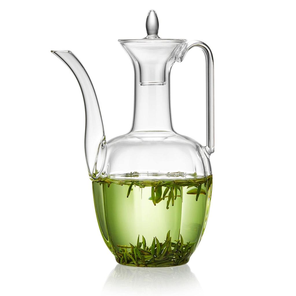 POKALOTEA Heat-Resistant Glass Teapot, Imitating the Song Dynasty, for Tea, Sake, Draft Beer, Shaoxing Wine, and Coffee, with Handle and Lid, 560ml