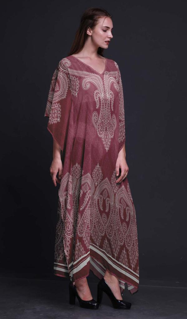 Phagun Floral & Paisley Ladies Plus Size Kaftan Summer Wear Beach Coverup Kimono