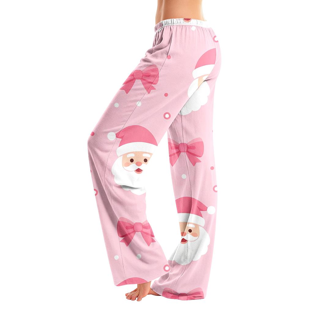Women's Christmas Print Pants, Casual Pajama Bottoms with No and No Pockets