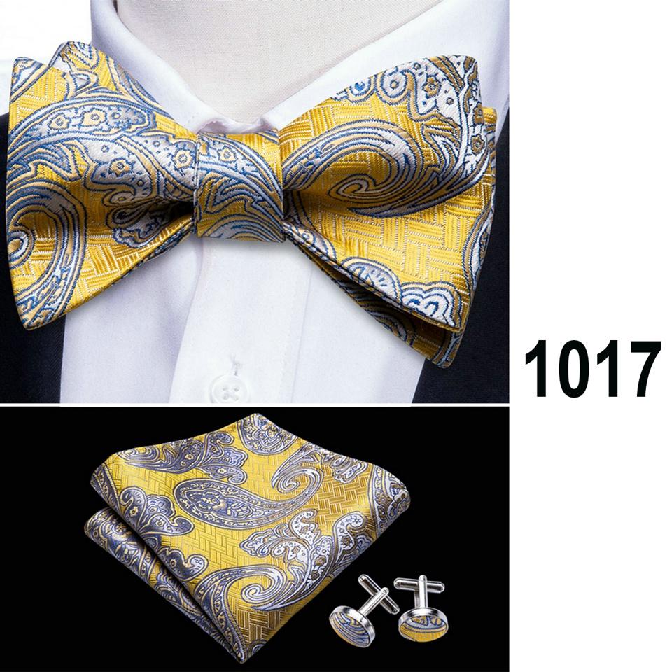 

Мужские крутые галстуки-бабочки Barry.Wang, комплект запонок в клетку с узором пейсли в полоску из шелкового галстука-бабочки LH-1017