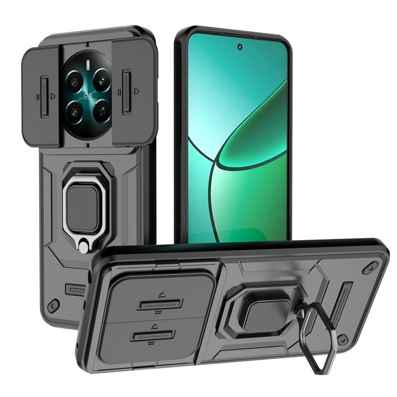 For Realme 12 Plus 5G Case Armor Slide Camera Protect Phone Case For OPPO Realme 12 + Plus RMX3867 6.67" Ring Holder Back Cover